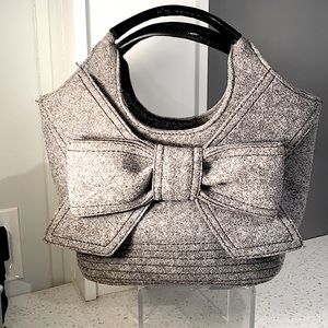 An Adorable GreyFabric Bow Handbag by Kate Spade